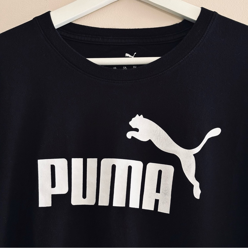 PUMA Black & White Short Sleeve Tee Women’s XL Casual Athletic Top - Pre-Owned